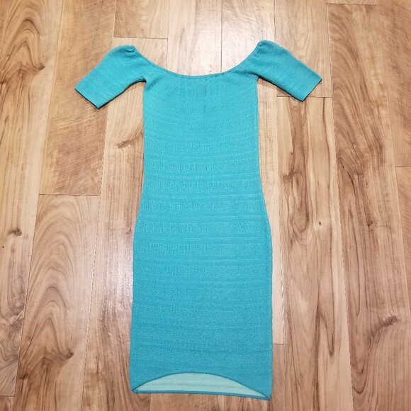 New Torn by Ronny Kobo Barbiecore Knit Mini Dress Off The Shoulder Bodycon XS - Picture 6 of 13